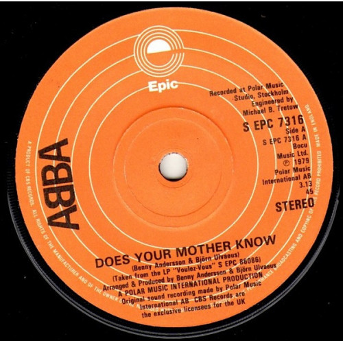 ABBA – Does Your Mother Know (7", 45 RPM) 1979 UK ABBA – Does Your Mother Know (7", 45 RPM) 1979 UK