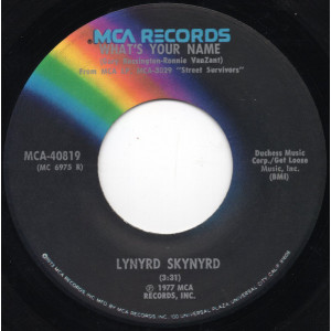 Lynyrd Skynyrd – What's Your Name (7", 45 RPM) 1977 USA Lynyrd Skynyrd – What's Your Name (7", 45 RPM) 1977 USA