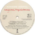 Marianne Faithfull – Dangerous Acquaintances [ LP, Album ] 1981 Germany